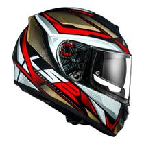 Capacete Ls2 FF397 Vector Evo Rider Silver/ Dourado/ Vermelho Capacete Ls2 FF397 Vector Evo Rider Silver/ Dourado/ Vermelho