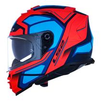 Capacete Ls2 Ff800 Storm Faster Matte Fluo Orange Blue Laranja ul Fosco