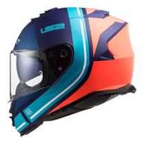 Capacete Ls2 Ff800 Storm Slant Matte Blue Fluo ul Laranja