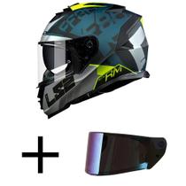 Capacete LS2 FF800 Storm Sprinter Preto Cinza e Amarelo Fosco Mais Viseira Camaleão