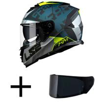 Capacete LS2 FF800 Storm Sprinter Preto Cinza e Amarelo Fosco Mais Viseira Fumê