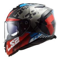 Capacete LS2 FF800 Storm Sprinter Preto Vermelho Titanium Viseira Interna