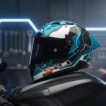 Capacete ls2 ff805 thunder c gp huertas replica azul preto + viseira fume