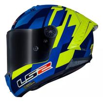 Capacete LS2 FF805 Thunder Carbon Gas Azul e Amarelo Carbono Capacete LS2 FF805 Thunder Carbon Gas Azul e Amarelo Carbono