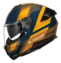 Capacete Ls2 Ff808 Stream 2 Com Oculos Interno Azul Laranja