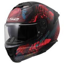 Capacete Ls2 FF808 Stream 2 Jungle Preto Vermelho Fosco