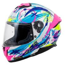 Capacete LS2 FF808 Stream 2 Scratches Branco Roxo Fosco