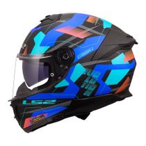 Capacete LS2 FF808 Stream II Mika Preto e Azul Fosco Tamanho:58