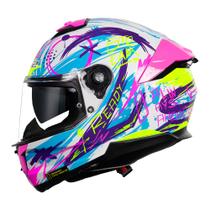 Capacete LS2 FF808 Stream II Scratches Branco e Roxo Tamanho:60