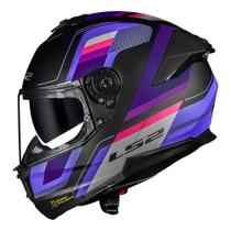 Capacete LS2 FF808 Stream II Vintage Preto Rosa e Roxo Fosco Tamanho:58