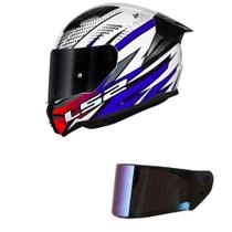 Capacete LS2 FF810 Vigo Flight Branco Azul e Vermelho Mais Viseira Camaleão