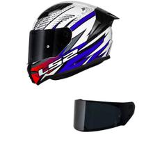 Capacete LS2 FF810 Vigo Flight Branco Azul e Vermelho Mais Viseira Fumê Capacete LS2 FF810 Vigo Flight Branco Azul e Vermelho Mais Viseira Fumê