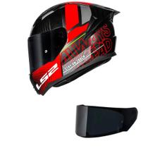 Capacete LS2 FF810 Vigo Shift Jeans Cinza e Vermelho Mais Viseira Fumê