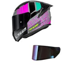 Capacete LS2 FF810 Vigo Shift Light Cinza e Rosa Mais Viseira Camaleão