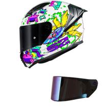Capacete LS2 FF810 Vigo Space Attack Branco e Roxo Mais Viseira Camaleão