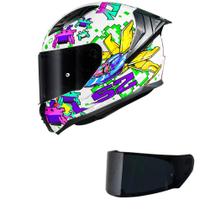 Capacete LS2 FF810 Vigo Space Attack Branco e Roxo Mais Viseira Fumê