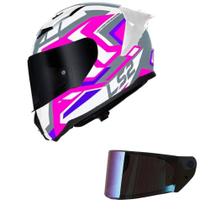 Capacete LS2 FF810 Vigo Spinn Branco Cinza e Rosa Mais Viseira Camaleão Tamanho:S Capacete LS2 FF810 Vigo Spinn Branco Cinza e Rosa Mais Viseira Camaleão Tamanho:S