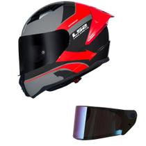 Capacete LS2 FF810 Vigo Vision Cinza e Vermelho Mais Viseira Camaleão Tamanho:M