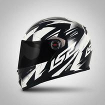 Capacete ls2 moto ff358 draze preto branco brilho fechado masculino feminino