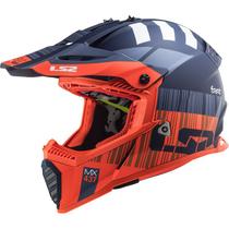 Capacete Ls2 Motocross Cross Mx437 Xcode Laranja Azul