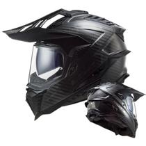 Capacete LS2 MX701 Explorer Carbono Preto Fosco N58/M - Masculino - Feminino - Motoqueiro - Motociclista - Óculos interno - Carbono