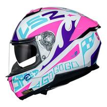 Capacete Ls2 Óculos Solar Stream ii Ff808 Race 2 Branco Roxo Rosa