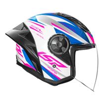 Capacete LS2 Of616 S Airflow II Draze Branco Azul e Rosa