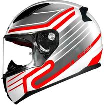 Capacete LS2 Rapid FF353 Circuit Branco Vermelho Tam S 56cm Leve 1300g HPTT Capacete LS2 Rapid FF353 Circuit Branco Vermelho Tam S 56cm Leve 1300g HPTT