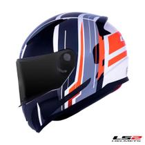 Capacete Ls2 Rapid Ff353 Flag Preto Branco Azul Laranja