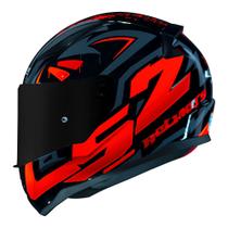 Capacete LS2 Rapid Tagline Preto e Laranja Brilhante