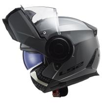 Capacete Ls2 Scope Ff902 Cinza Brilho Escamoteavel Robocop