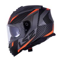 Capacete Ls2 Storm Ff800 Racer Preto Titanium Laranja C/ Viseira interna Fumê