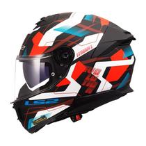 Capacete LS2 Stream 2 FF808 Mika Branco Azul e Vermelho Brilhante Masculino e Feminino Tamanho:58Cor:Branco e Vermelho