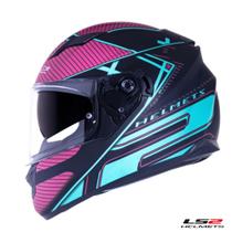 Capacete Ls2 Stream Ff320 Level Verde Água Rosa Preto Fosco