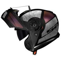 Capacete Ls2 Strobe 2 FF908 Orion Preto Robocop Articulado