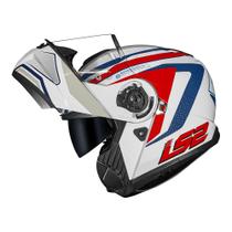 Capacete LS2 Strobe II FF908 Phantom Branco Azul e Vermelho Brilhante Masculino e Feminino Capacete LS2 Strobe II FF908 Phantom Branco Azul e Vermelho Brilhante Masculino e Feminino