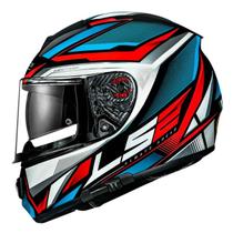 Capacete LS2 Vector Evo FF397 Rider Azul e Vermelho 62/XL - Motoqueiro - Motociclista - Tricomposto - Óculos interno Masculino - Feminino