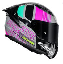 Capacete ls2 vigo shift light cinza rosa feminino masculino