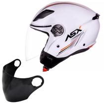 Capacete Masculino Asx Aberto City Air Branco + Viseira Fume