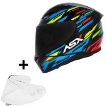 Capacete Masculino Asx City Arrow Azul Esportivo + Viseira