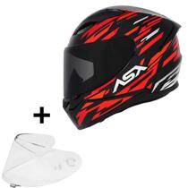 Capacete Masculino Asx City Arrow Vermelho Moto + Viseira