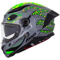 Capacete Masculino Axxis Panther Cinza Verde Oculos Moto Capacete Masculino Axxis Panther Cinza Verde Oculos Moto