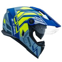 Capacete Masculino Bieffe B-Trail Defender Azul Amarelo Moto Capacete Masculino Bieffe B-Trail Defender Azul Amarelo Moto