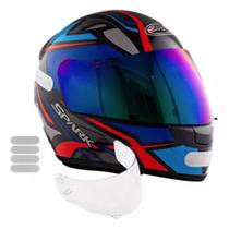 Capacete Masculino Ebf Azul Mais Viseira Camaleão Adesivo Capacete Masculino Ebf Azul Mais Viseira Camaleão Adesivo