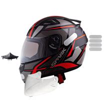 Capacete Masculino Ebf Spider Vermelho Com Narigueira Extra Mais Viseira Cristal e Adesivo Branco