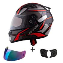 Capacete Masculino Ebf Spider Vermelho Mais Viseira Camaleão e Reparo