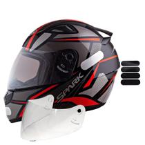 Capacete Masculino Ebf Spider Vermelho Mais Viseira Cristal e Adesivo Preto