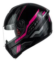 Capacete Masculino Fly Drive 2 Hg Flex Preto Brilhante Rosa Fechado