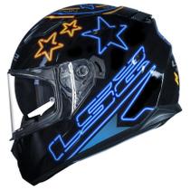 Capacete Masculino LS2 FF320 Neon Azul Fechado Óculos Solar