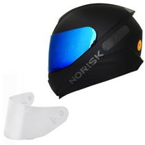 Capacete Masculino Norisk Razor Moto Preto Viseira Azul Capacete Masculino Norisk Razor Moto Preto Viseira Azul